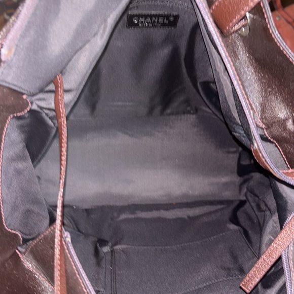 Chanel Paris Biarritz canvas tote chocolate bar brown - Picture 13 of 15